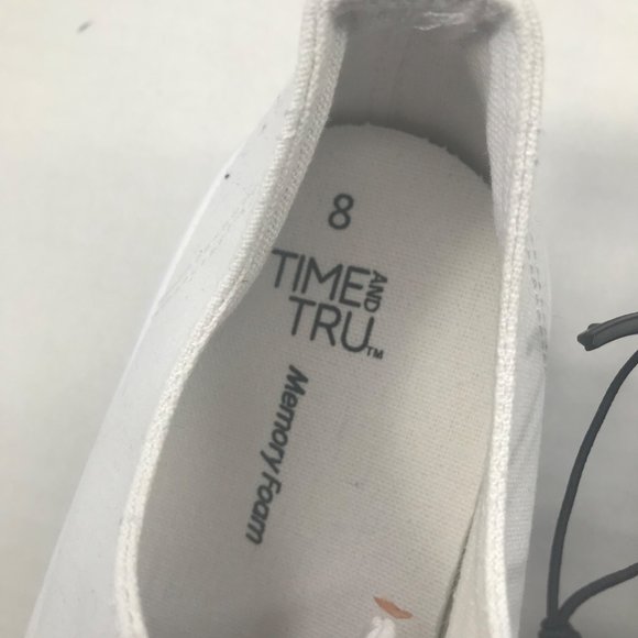 Time And Tru Women's Size 8 White Canvas Lace To Toe Shoes New With Tags - Picture 4 of 10